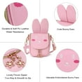 thumbnail image 3 of Monedero para niña, bonito monedero de piel sintética con orejas de conejo, bolso de moda para niños, bolso cruzado, bolsos de hombro para niños pequeños con lazo para niños (conejo rosa) Ormromra WMZL-601-3, 3 of 9