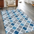 thumbnail image 2 of Blue Grey Area Rugs 3x5 ft Geometric Morocco Quatrefoil Lattice Washable Rug Non Slip Indoor Carpet Absorbent Floor Mat for Living Room Bedroom Dining Room, 2 of 9