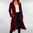 thumbnail image 2 of QASIEATN Fall Coats for Graceful Ladies Fashion, Fashion Long Sleeve Velvet Wind Coat Cardigan Jacket Coat, Womens Winter Tops, 2 of 7