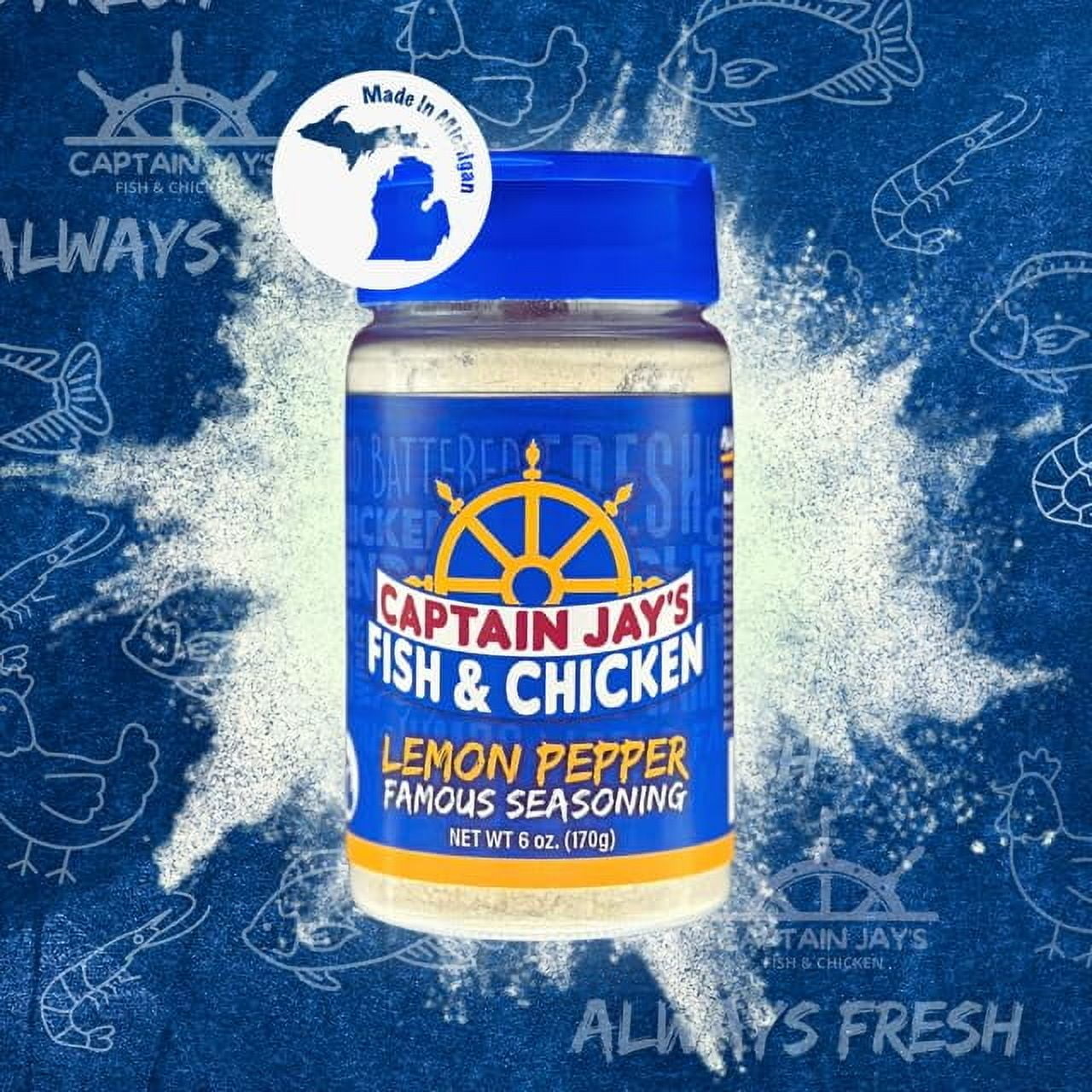 Captain Jay's Fish & AIF9 Chicken World Famous Lemon Pepper Seasoning, 6 oz, Fish & Chicken Seasoning