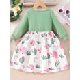 thumbnail image 4 of Bagilaanoe Little Girl Spring Dress Toddler FloralPrint Long Sleeve A-line Princess Dresses 3T 4T 5T 6T 7T Kids Patchwork Skirt, 4 of 9