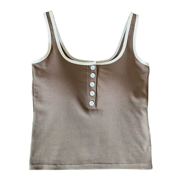 Camisolas con sujetador incorporado para mujer: camisetas sin mangas con tirantes finos ajustables, capa básica (talla única)