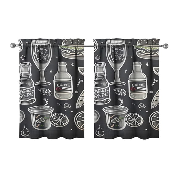 Vintage Kitchen Food Cooking Chef Tier Cafe Curtains for Bathroom Living RV Rod Pocket Window Drapes 36 Inch 2 Panels Set 28"x36" 2 Panels Window Treatment Tiers