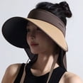 thumbnail image 2 of SAWOBUUN Women Wide Brim Sun Visor UV Protection Beach Sun Hat Adjustable Summer Cap with Neck Flap, 2 of 6