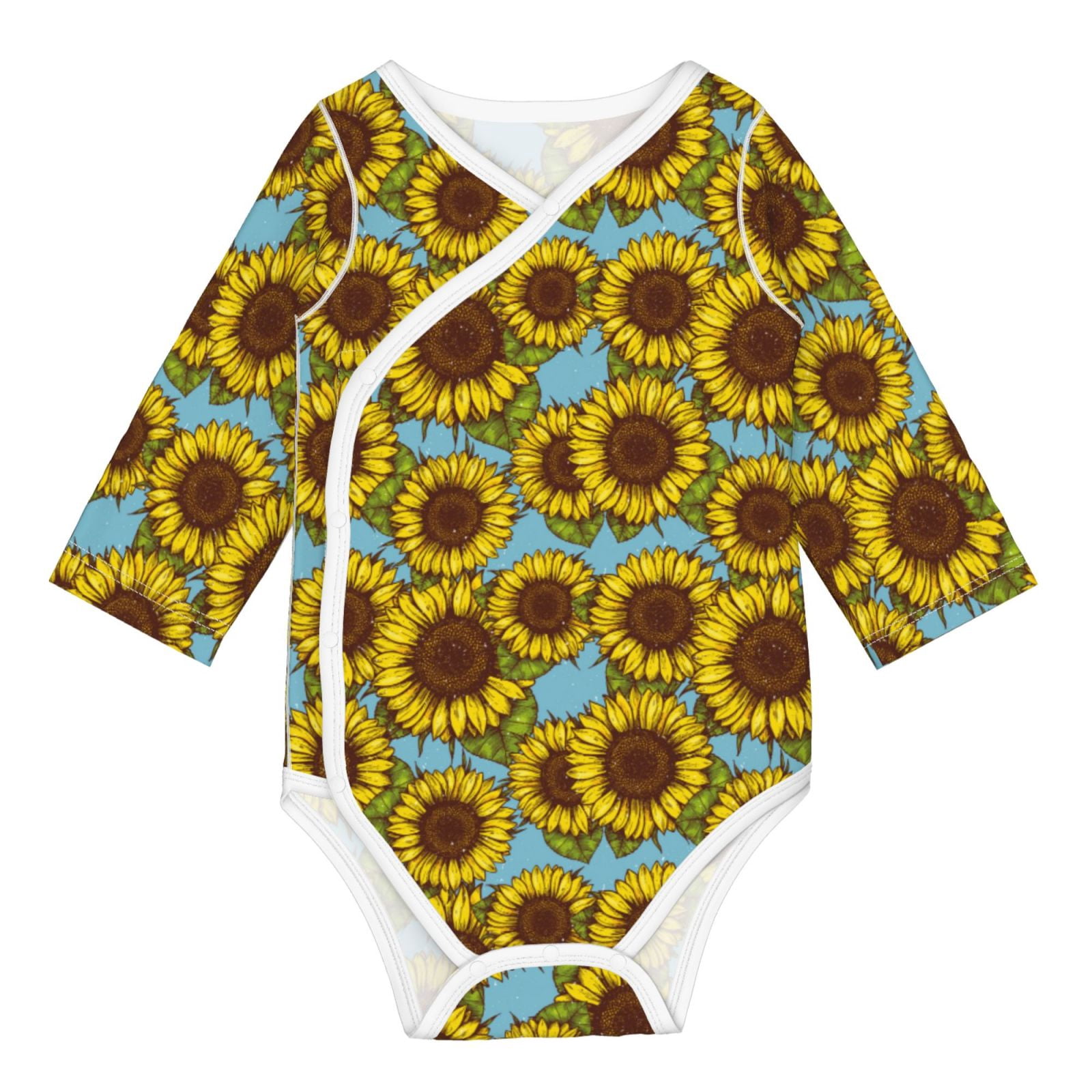 Picia Sunflowers for unisex-baby Long-sleeve Bodysuit,Newborn Baby Boy Girl Onsies Bodysuit-