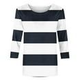 thumbnail image 2 of Jalioing Women's 3/4 Sleeve Striped Tops Fashion Casual Crew Neck Shirts Trendy Basic Pullover Tees Clothes, 2 of 5