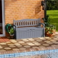 thumbnail image 2 of Patiowell 70 Gallon Outdoor Storage Bench, with Deck Box Organization and Waterproof Resin, Durable Outdoor Seating and Storage Box - Perfect to Store Garden Tools and Pool Toys, Grey, 2 of 8