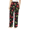 thumbnail image 3 of Xecao Sweet Red Cherry Women's Straight Lounge Pajama Pants: The Epitome of Relaxed Sleepwear, 3 of 9