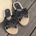 thumbnail image 5 of Wensltd Women Trendy Sandals Comfortable Floral Print Bow Decor Round Toe Open Toe Summer Flat Sandals for Indoor Outdoor Casual Wear Black, 5 of 7