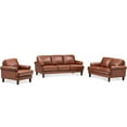thumbnail image 4 of Hydeline Dawn Top Grain Leather Sofa, 3-Seater, Brandy Brown with Tapered Legs. Feather down, Memory Foam and Springs Seating, 4 of 7