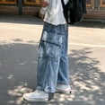 thumbnail image 3 of Men Baggy Jeans Trousers Oversize Cargo Korean Streetwear Hip Hop Wide Leg Pants, 3 of 11