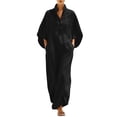 thumbnail image 2 of Odbmxy Maxi Dresses for Women Fall 3/4 Sleeve Cotton Linen Tunic Button Shirt Dresses for Women Oversized Holiday Shift, 2 of 8