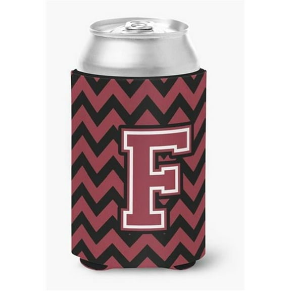 Letter F Chevron Garnet & Black Can or Bottle Hugger