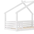 thumbnail image 6 of Miniyam Twin Floor Bed for Kids with Guardrails and Roof, Montessori House Bed Frame, White, 6 of 7