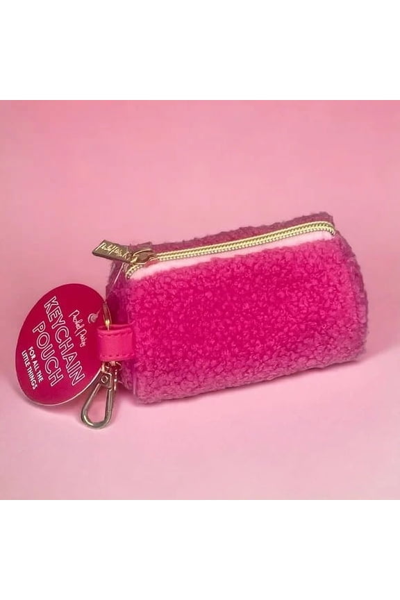 Keychain Pouch, Pink Plush Zipper Pouch