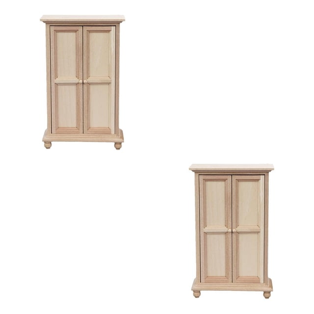 Vogacara Mini vitrina para casa, casilleros de de doble puerta DIY en miniatura, accesorio de muebles Retro de microescena, sala de estar de color Caqui 2piezas Vogacara CBP481100
