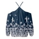 thumbnail image 5 of ICHUANYI Liquidación Mujeres Flores Impresión V-Cuello Manga Larga Halter Sexy Fuera Del Hombro Camiseta Casual Tops Blusa ICHUANYI WER202308252598, 5 of 5