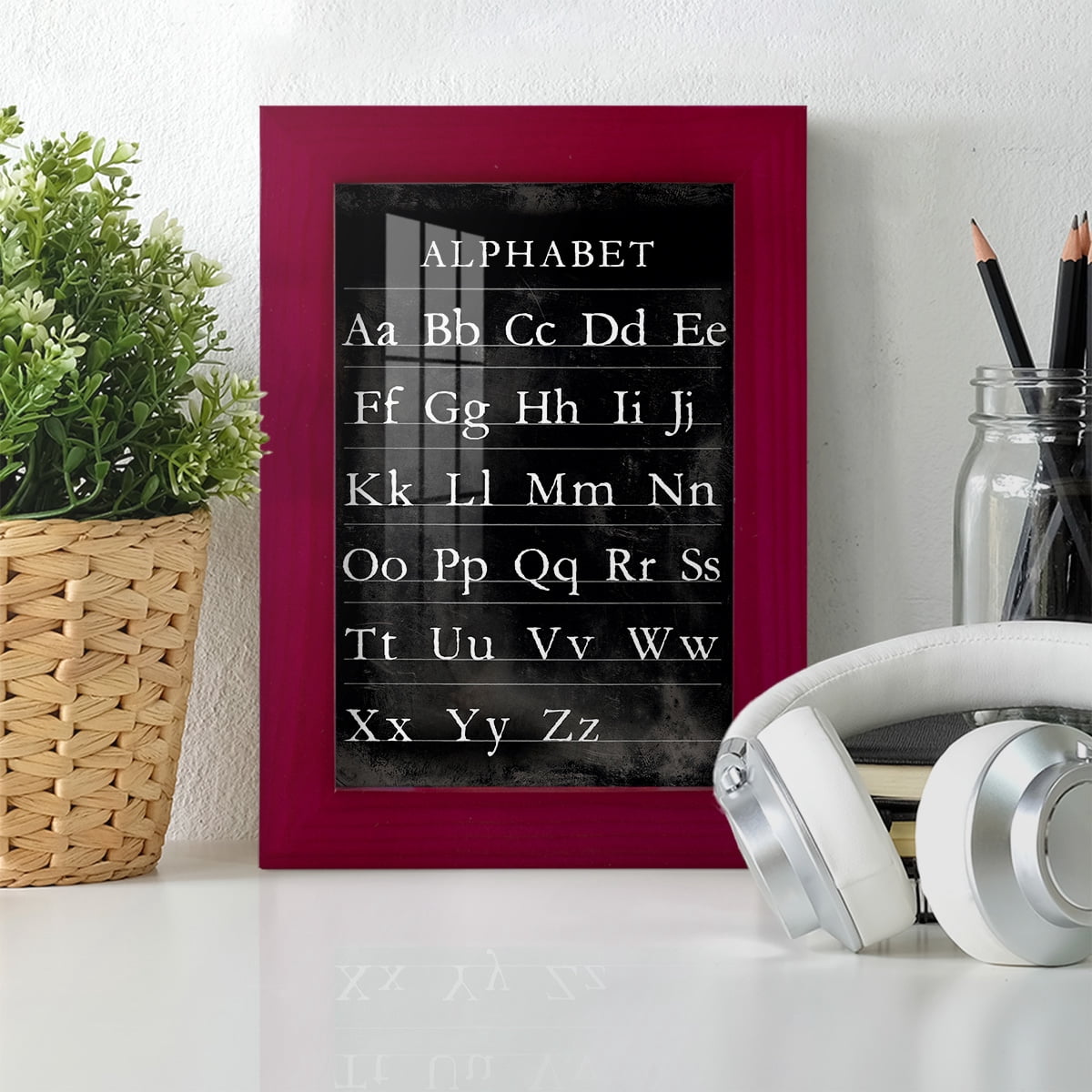 Alphabet Chart - Framed Print w/glass - Cherry Red