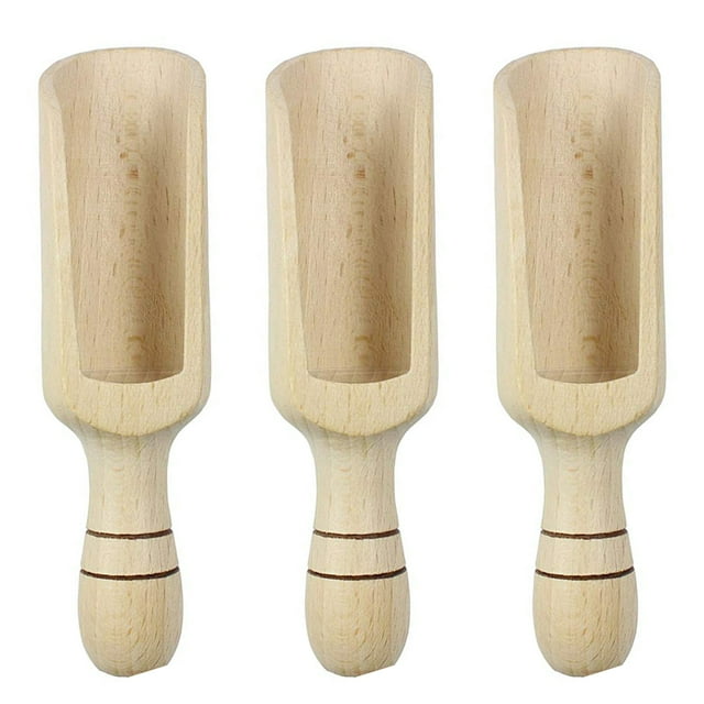 maskred Large Capacity Wood Tea Rice Powder Scoop Restaurant Bakery Coffee Flour Bath Salt Seasoning Condiment Spoon Kitchen 7.7x2.2cm 1Set