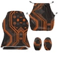 thumbnail image 4 of SCRAWLGOD Cyberpunk Lines Pattern Orange Gray Gaming Chair Cover Set of 4, Breathable Rotating Chair Slipcover Covers with Elastic Bottom Thick Computer Reclining Chair Slipcover with Armrest Cover, 4 of 7
