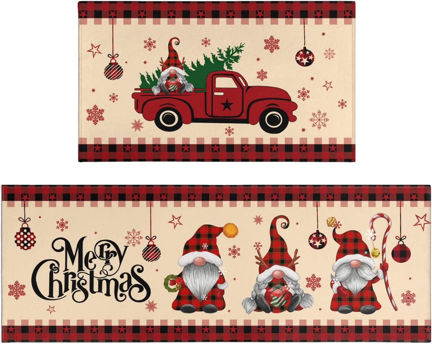 Soft Kitchen Mat, Christmas Gnome Non-slip Oil-proof Floor Mat