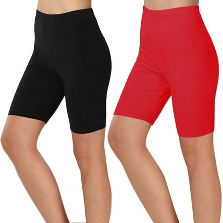 jobturf 2PC Biker Shorts Womens High Waisted Workout Running Shorts Tummy Control Boy Shorts Underwear Plus Size Yoga Gym Legging Shorts Clearance