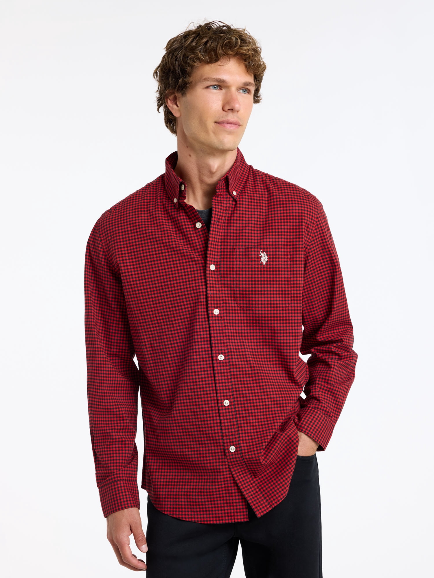 U.S. Polo Assn. Men's Soft Cotton Madras Button Down Shirt