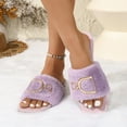 thumbnail image 7 of uublik Womens Bedroom Fuzzy Slippers Open Toe Memory Foam House Shoes Indoor Outdoor Non Slip House Slides, Purple, 7 of 7