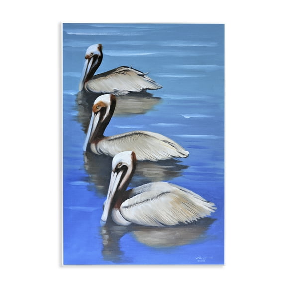 Stupell Industries Pelican Trio Drifting Animals & Insects Painting Unframed Art Print Wall Art, 10 x 15