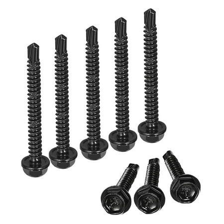 

Uxcell Hex Washer Self Drilling Screws #10 x 1-7/8 410 Stainless Steel Sheet Metal Screw 50 Pack