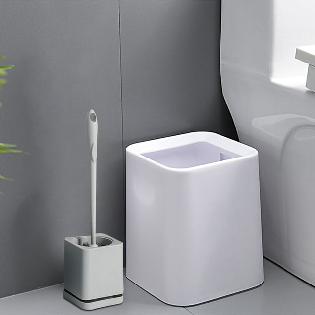 Toilet Brush with Holder, Long Handle Toilet Bowl Cleaner Brush with Strong Bristles, Heavy Duty Base and Ventilated Stand, Deep Cleaning Toilet Scrubber for Bathroom and RV Toilet
