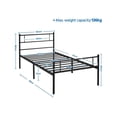 thumbnail image 4 of 90 x 190 cm Cama Individual Doble de Metal para Adultos Gran Espacio Moderna Negro, 4 of 5
