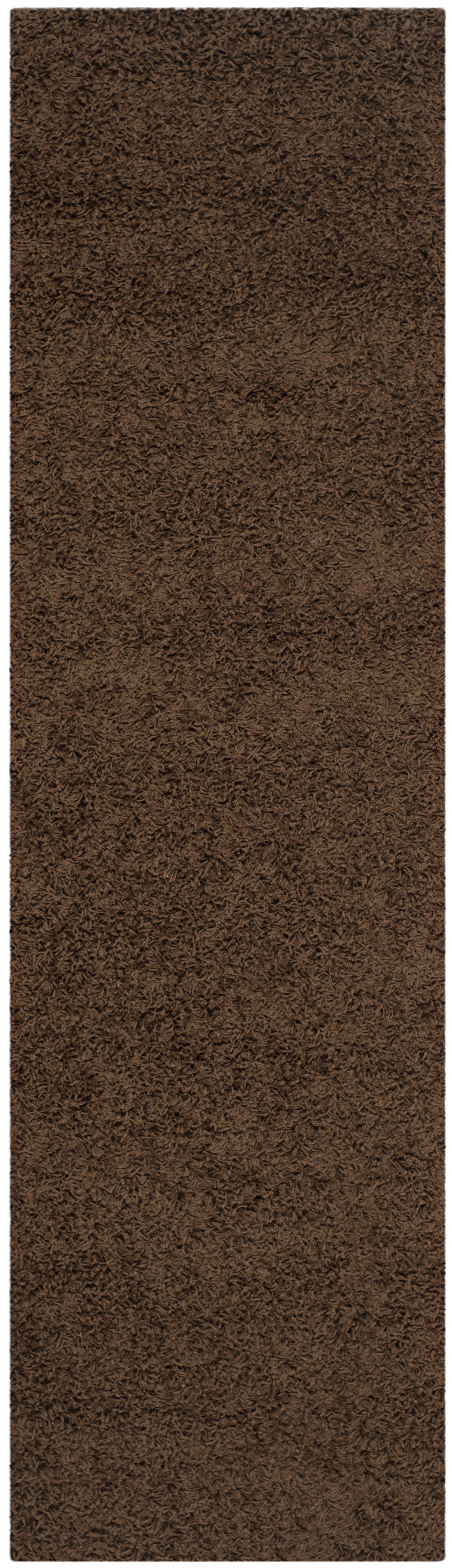 Safavieh Lavena Shag Rug Collection Solid Print Loomed Brown Runner Rugs, 2'3" x 8', Stain Resistant