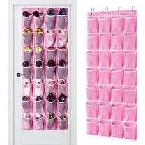 EEEkit Over the Door Shoe Organizer, 28-Pocket Hanging Shoe Organizer, Space Saving Storage Holder, Large Shoe Rack for Entryway Bedroom Closet Storage, Pink