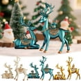 thumbnail image 2 of 2pcs Resin Reindeer Sculptures - Elegant Deer Statues for Home, Office & Holiday Decor - Modern Deer Couple Figurines for Tabletop, Shelf, Fireplace - Christmas, Wedding, Housewarming Gift,White, 2 of 6