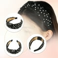 thumbnail image 3 of Unique Bargains Pearly Rhinestones Crystal Knotted Women Headband Classic Casual Style Headband Black 5.31"x1.97", 3 of 6