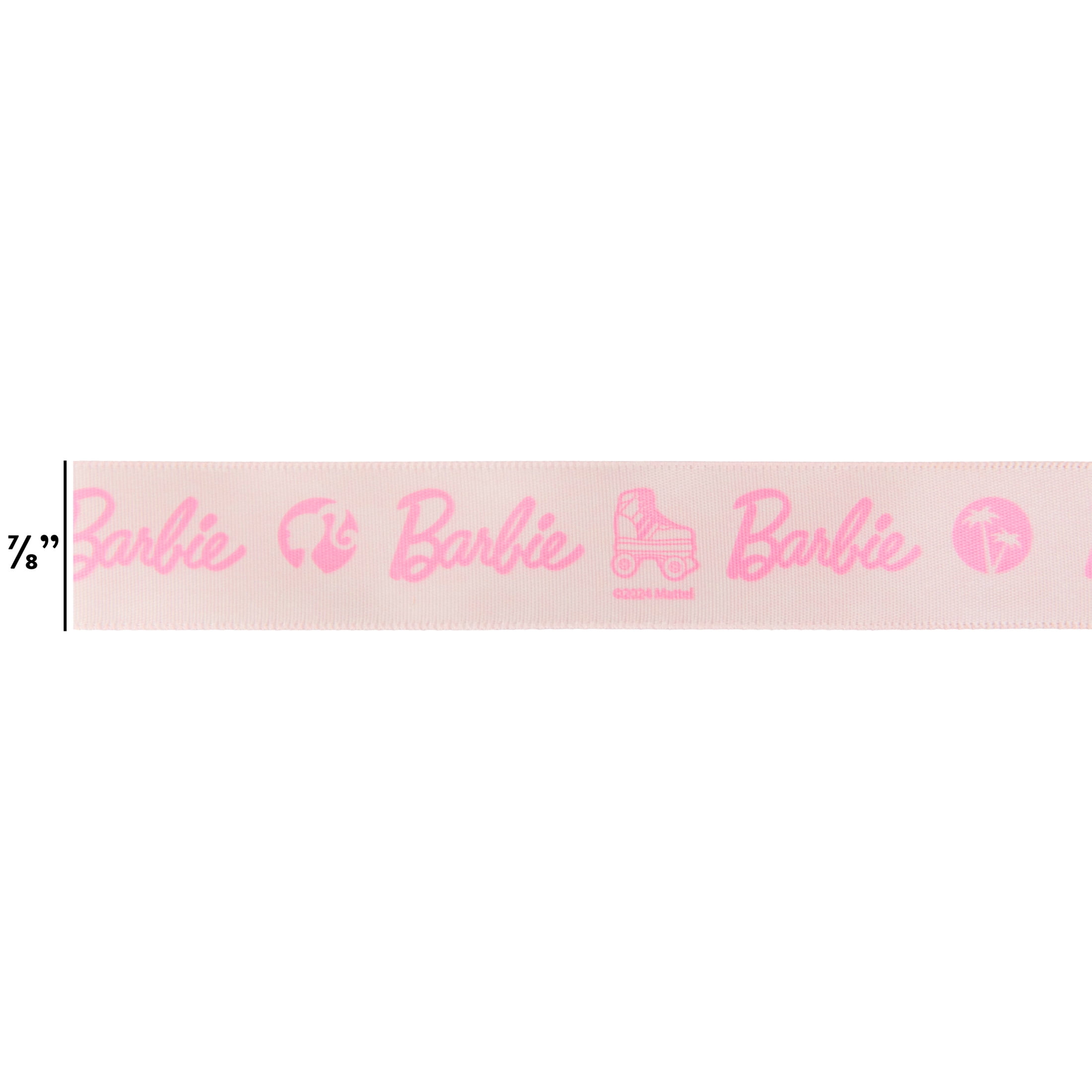 Offray Barbie single face satin ribbon, 0.875in x 9ft, for sewing, crafts and gifting