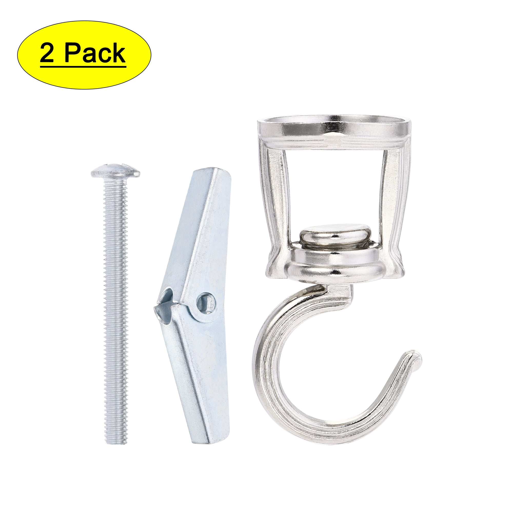 Uxcell Swivel Ceiling Hooks with Hardware Zinc Alloy Silver Tone 2Pcs