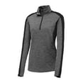 thumbnail image 3 of Sport Tek Women's Electric Hthr 1/4-Zip Pullover,Grey-Blk Electric/Blk,XS, 3 of 4