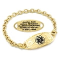 thumbnail image 1 of MedicEngraved Yellow Gold Stainless Steel Custom Medical Alert Bracelet - 5mm Oval Link, 1 of 7