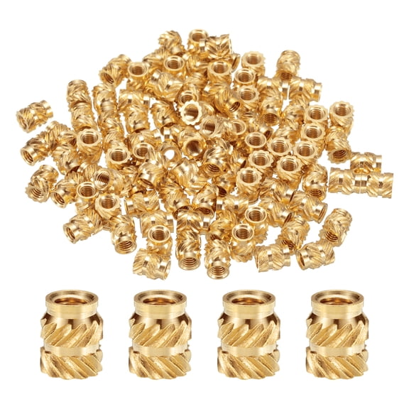 100 Packs M3 Threaded Inserts Brass Heat Set Insert M3x6mm, OD 5mm Knurled Insert Nuts