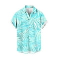 thumbnail image 4 of ZCFZJW Floral Hawaiian Shirt for Men Big and Tall Regular Fit Summer Button Up Shirt Short Sleeve Mens Beach Tropical Casual Aloha Shirt Light Blue XXXXL, 4 of 6