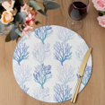 thumbnail image 3 of Coastal Blue Coral Round 15 Inch Placemats Set of 4, Nautical Ocean Seaside Beach HeatResistant Non Slip Place Mats for Dining Table, Wipeable Braided Kitchen Table Mats for Housewarming, 3 of 9