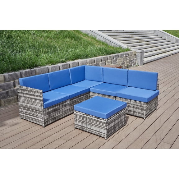 Kingway 4-Piece Wicker Patio Furniture Sets Outdoor Sectional Sofa Set Sectional