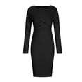 thumbnail image 2 of Women's Bodycon Dress, French Retro Style Long Sleeve Maxi Dress, Slim Fit Round Neck Polyester Dress for Casual, Party, Date, 2 of 5