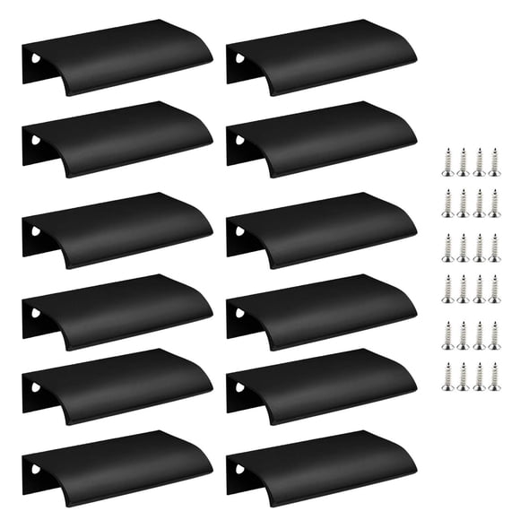 Qjaiune Tirador de Borde de Dedo con Montaje Trasero Negro, Tirador Oculto de Aluminio de 80 mm/3,15 Pulgadas, Tiradores de lengüeta Ocultos para el hogar, Cocina, Sala de Estar, Puerta, cajón, gabine