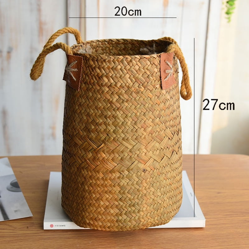 Natural Straw Basket HandWoven Collapsible Flower Basket Dried Flower