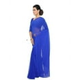 thumbnail image 2 of SAI DECORATIVE Women's Georgette Saree With Unstitched Blouse Piece plain sarees color-Royal Blue, 2 of 3