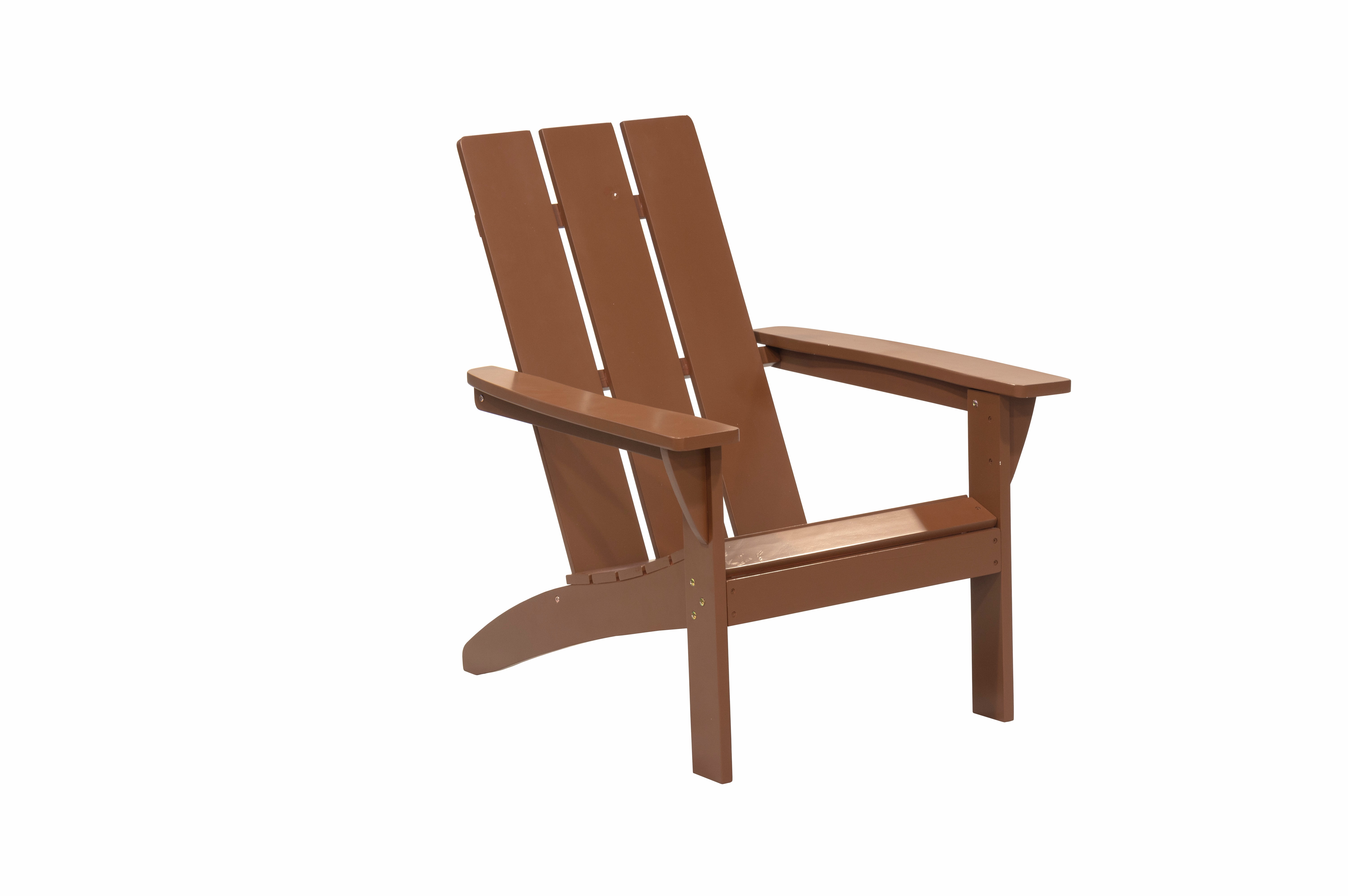 Outdoor Patio Garden Furniture 3-Piece Wood Adirondack Chair Set, Weather Resistant Finish,2 Adirondack Chairs and 1 Side Table-Brown