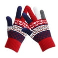 thumbnail image 2 of Dyfzdhu Women Men Knitted Gloves Winter Warm Print Outdoor Riding Driving Touch Screen Gloves Red, 2 of 8
